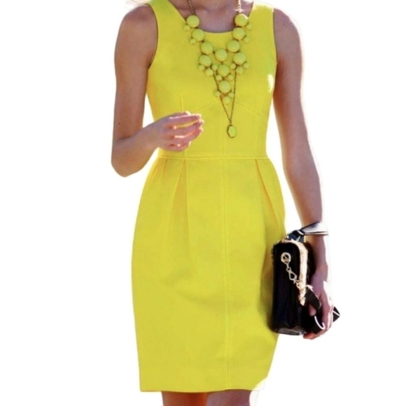 J. Crew Yellow Basketweave Sleeveless Sheath Dress Size 4 - Picture 1 of 10